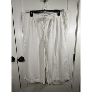 Per Se Women’s Linen Blend White Wide Leg Cropped Pants, 2X